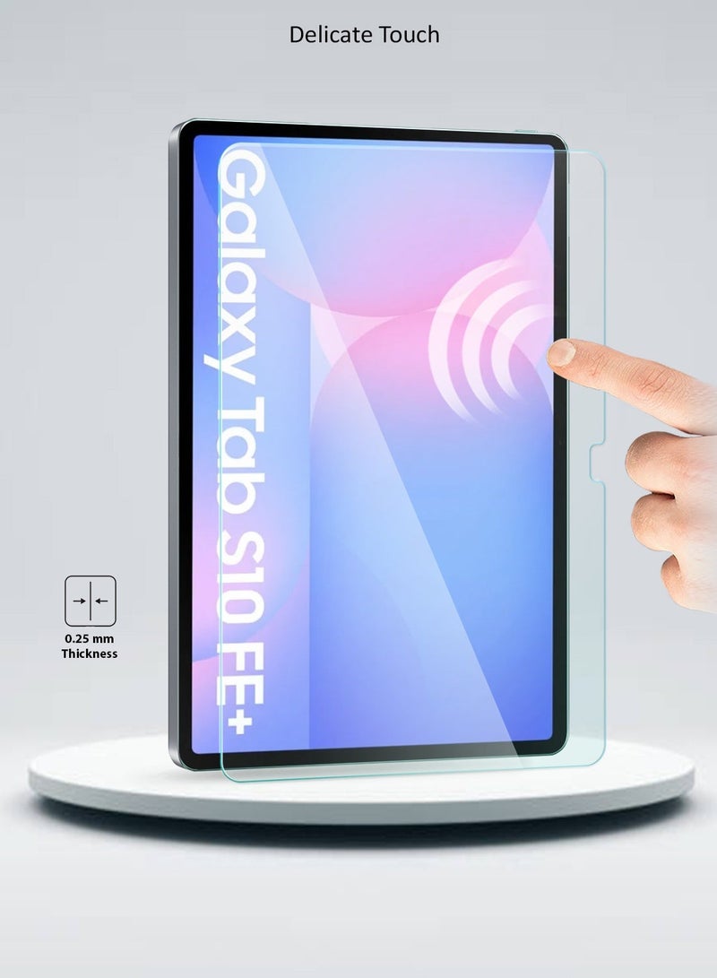 دبليو تيك سامسونج جالاكسي تاب S10 FE Plus 13.1 5G 2025 (13.1 بوصة) واقي شاشة زجاجي مقوى بغطاء كامل من سلسلة WTech Premium Series - شفاف - Image 4